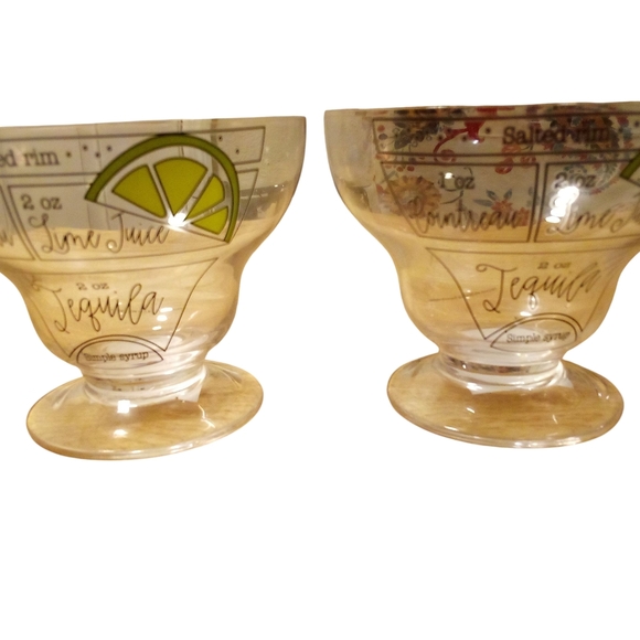 Mudpie 6-NWT Footed Stemless Margarita Recipe Clear Glass 4" Tall x 5" Diameter. - Picture 6 of 10